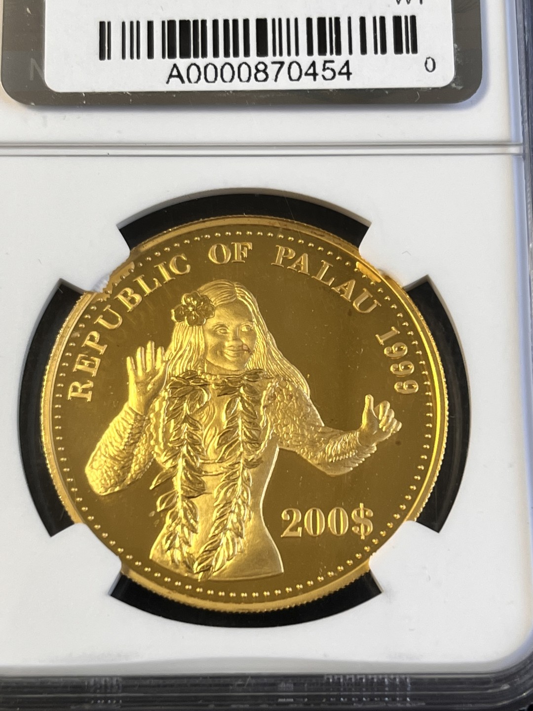 【海寧潮】帕劳1999年千禧年我们的世界1盎司纯金彩金币NGC-PF68，999金，1盎司