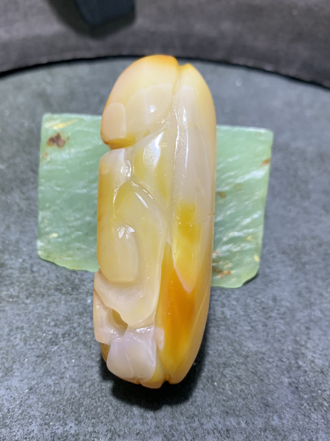 重器天然马达加斯加高玉化玛瑙手工雕刻如意招财金蟾把件一个