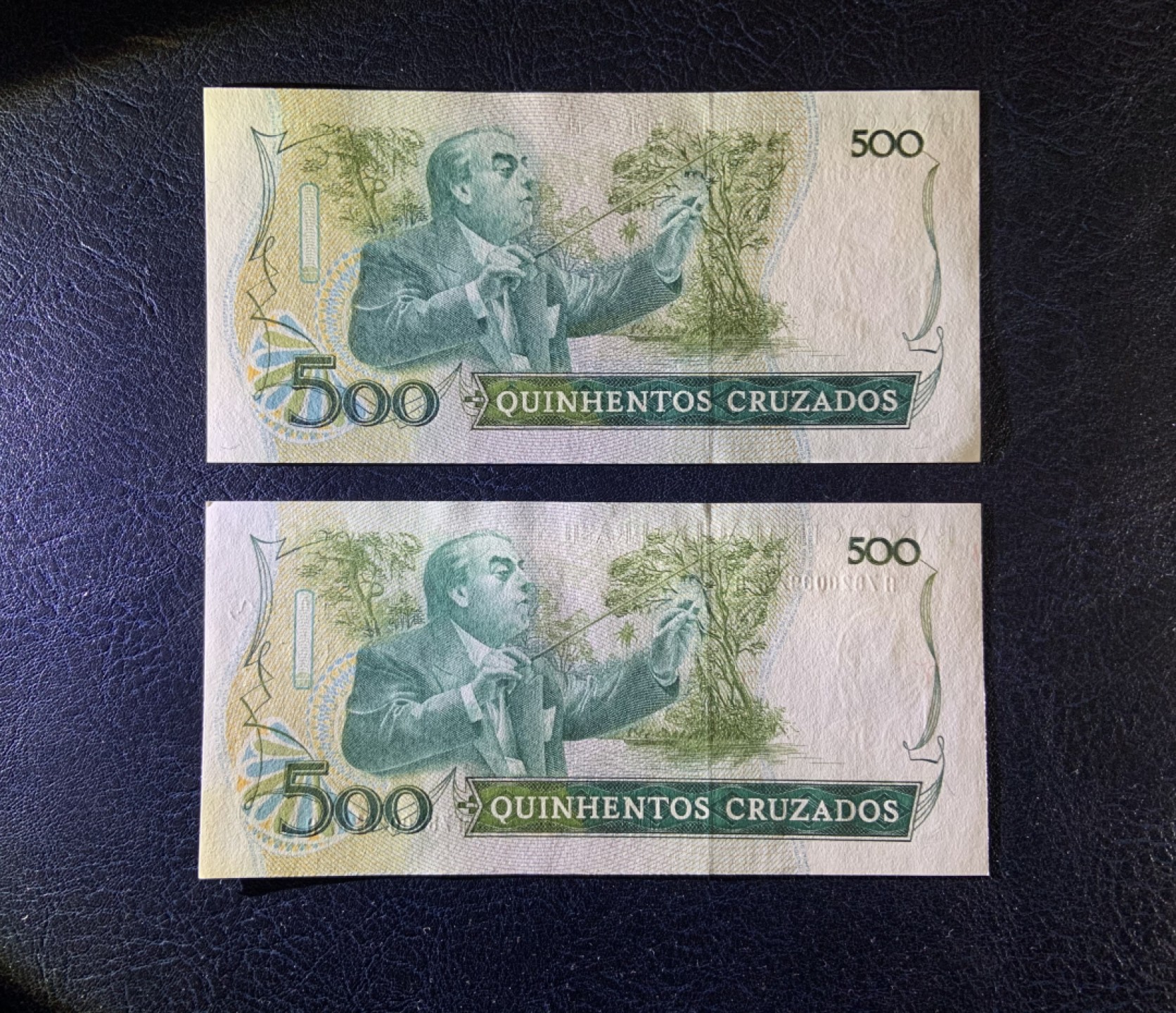 收藏联盟Quantum Auction 第226期拍卖 巴西1987年500克鲁兹 品相UNC  豹子号111 777 边缘有黄 细节如图 作曲家维拉.罗伯斯