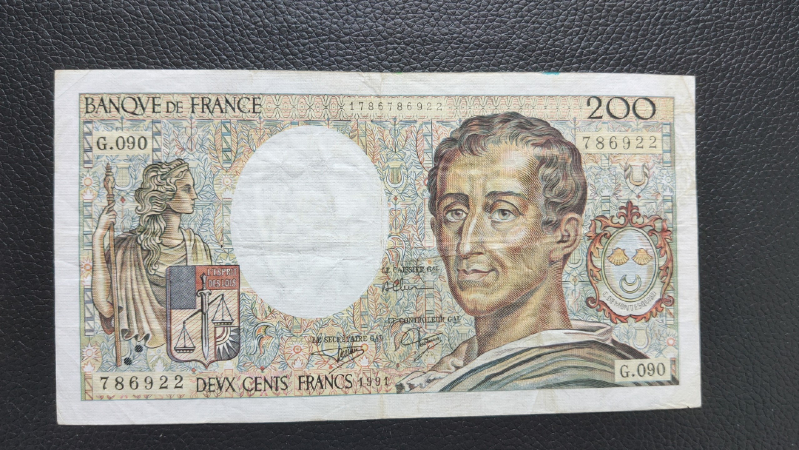 民国印放漏专场 法国1982年200法郎，孟德斯鸠 外国纸币