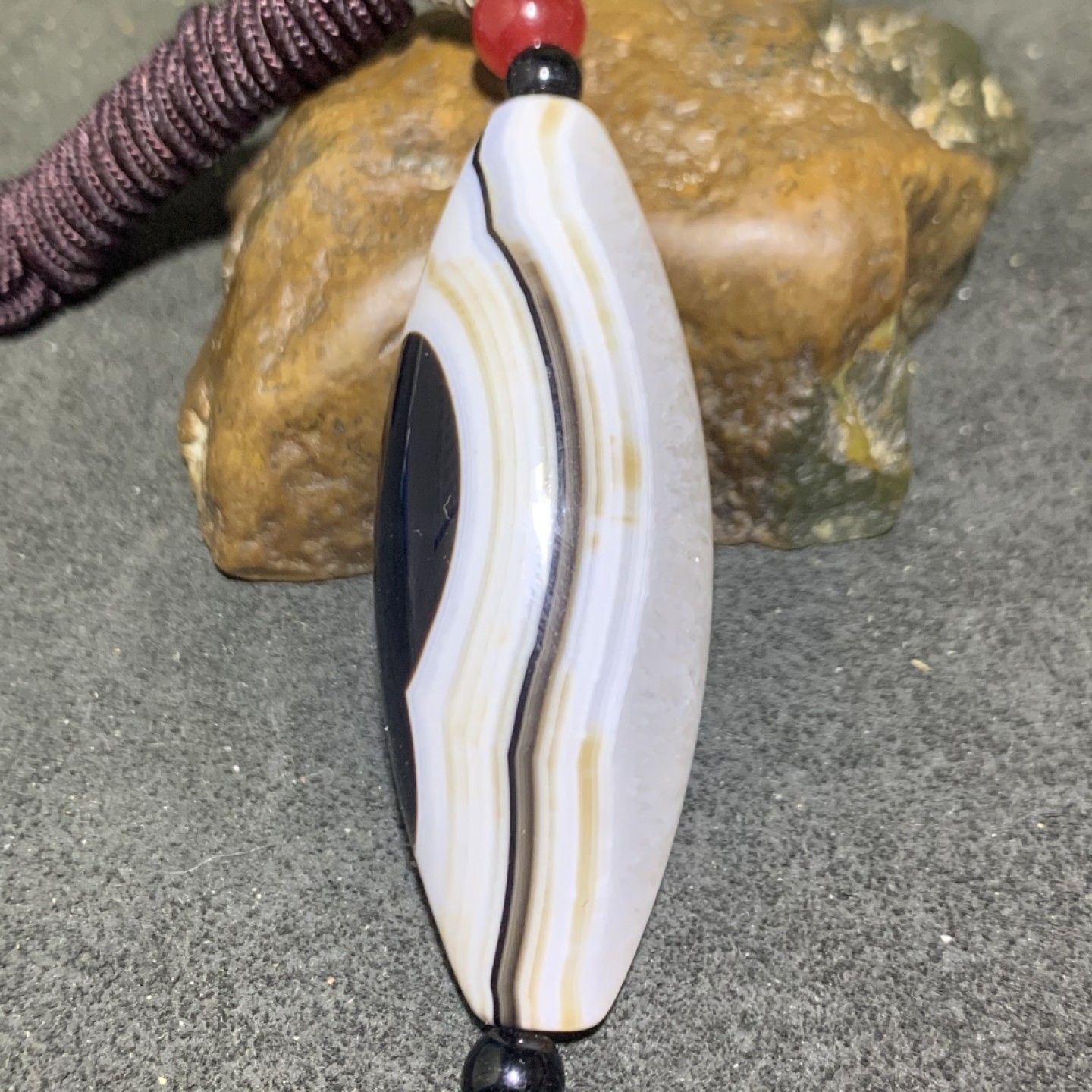 精美高玉化药师玛瑙天眼水晶大桶珠一颗