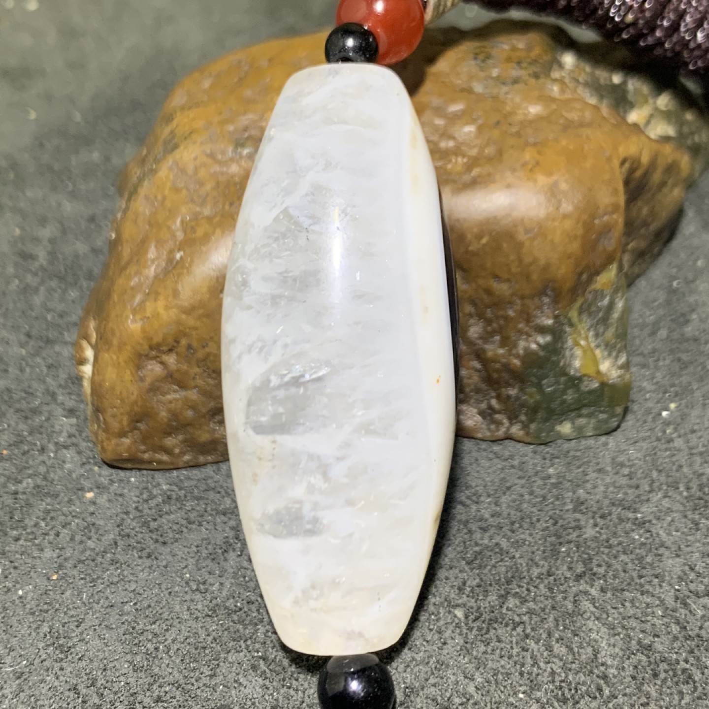 精美高玉化药师玛瑙天眼水晶天珠形大桶珠一颗