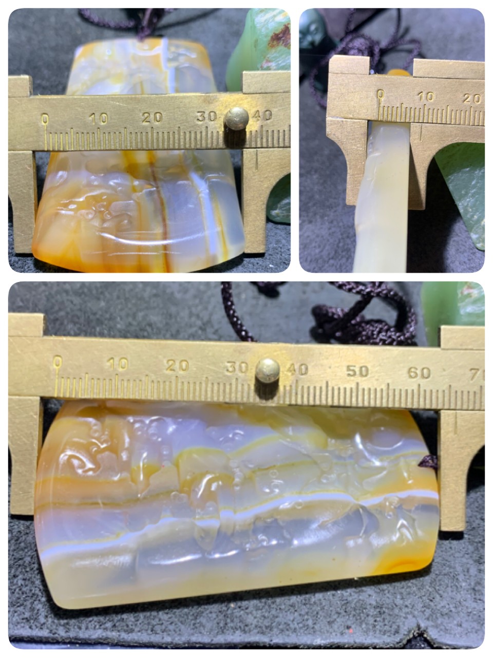 放福利！！精美天然缠丝玛瑙雕刻山水牌子一块，
