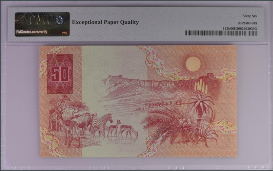 收藏联盟Quantum Auction 第226期拍卖 南非1990年50兰特 PMG66 最高面值 动物大迁徙