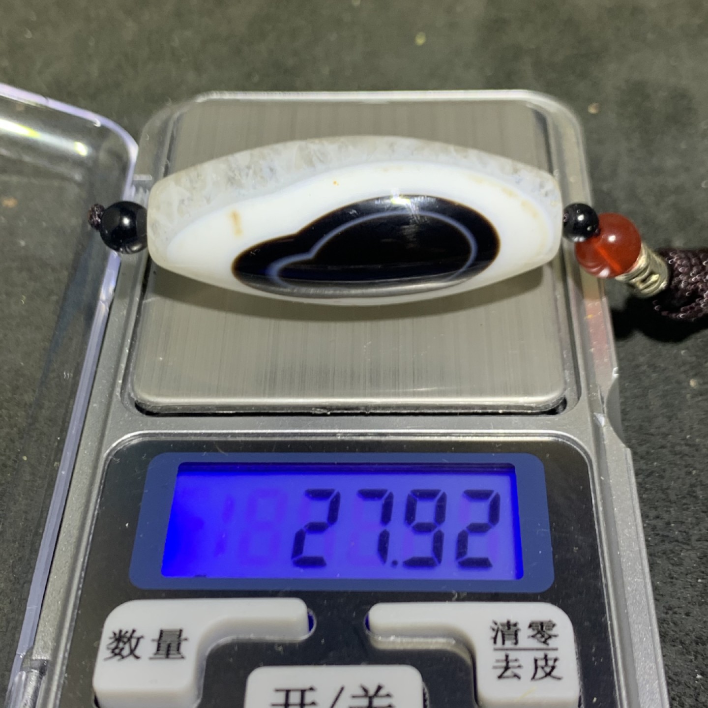 精美高玉化药师玛瑙天眼水晶天珠形大桶珠一颗