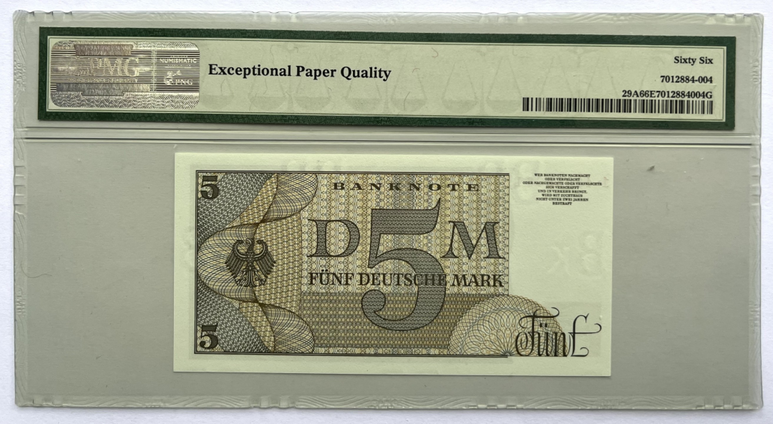 2025第25场（总第225期）：精品测试钞、纪念钞、塑料钞、连体钞综合场 超罕见未发行 德国西柏林储备保留票据5马克（PMG66）