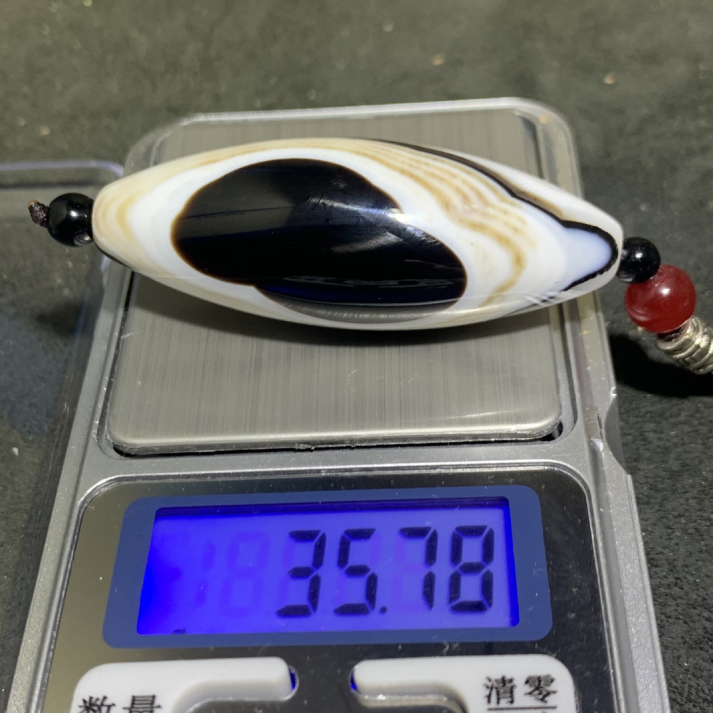 精美高玉化药师玛瑙天眼水晶大桶珠一颗