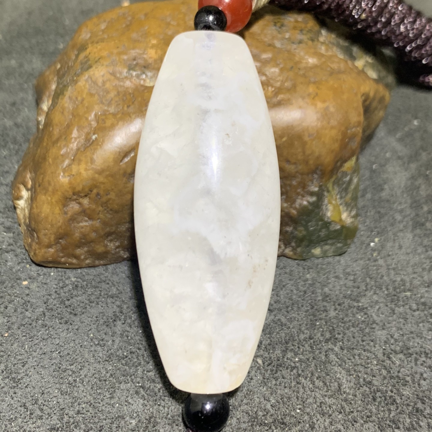 精美高玉化药师玛瑙天眼水晶天珠形大桶珠一颗