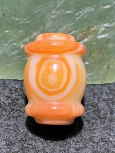 精美高玉化天眼纹缠丝玛瑙灯笼珠一颗， - 精美高玉化天眼纹缠丝玛瑙灯笼珠一颗，