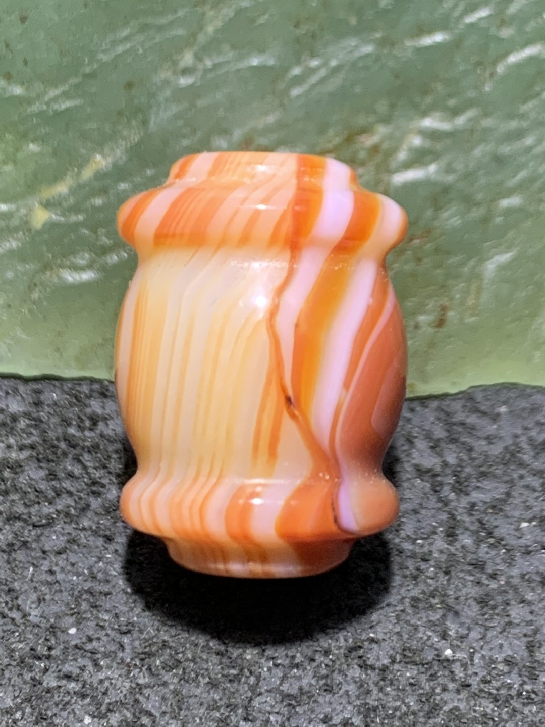 精美高玉化天眼纹缠丝玛瑙灯笼珠一颗，