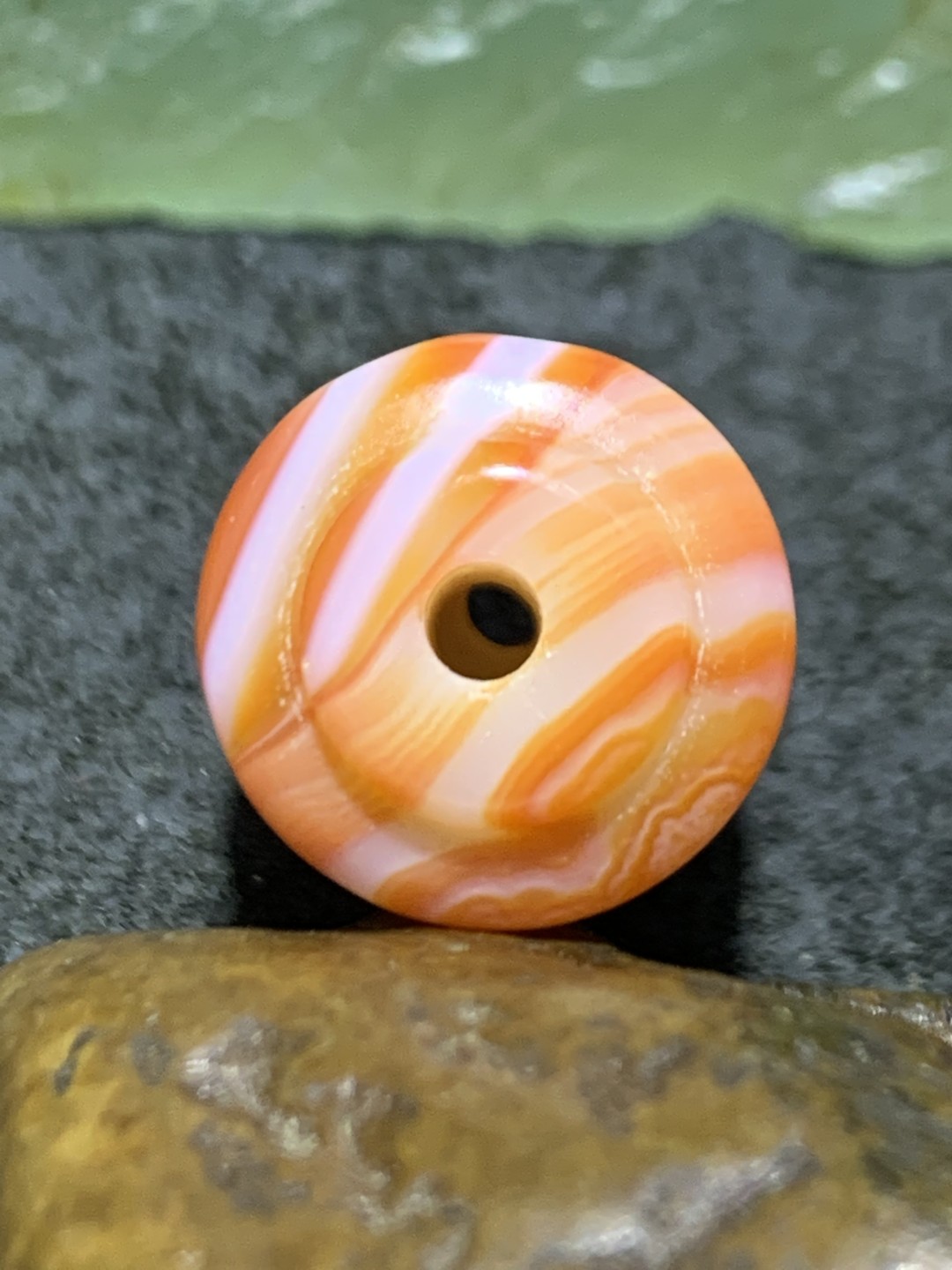 精美高玉化天眼纹缠丝玛瑙灯笼珠一颗，
