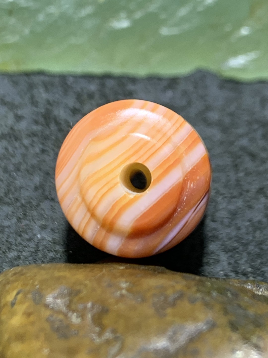 精美高玉化天眼纹缠丝玛瑙灯笼珠一颗，