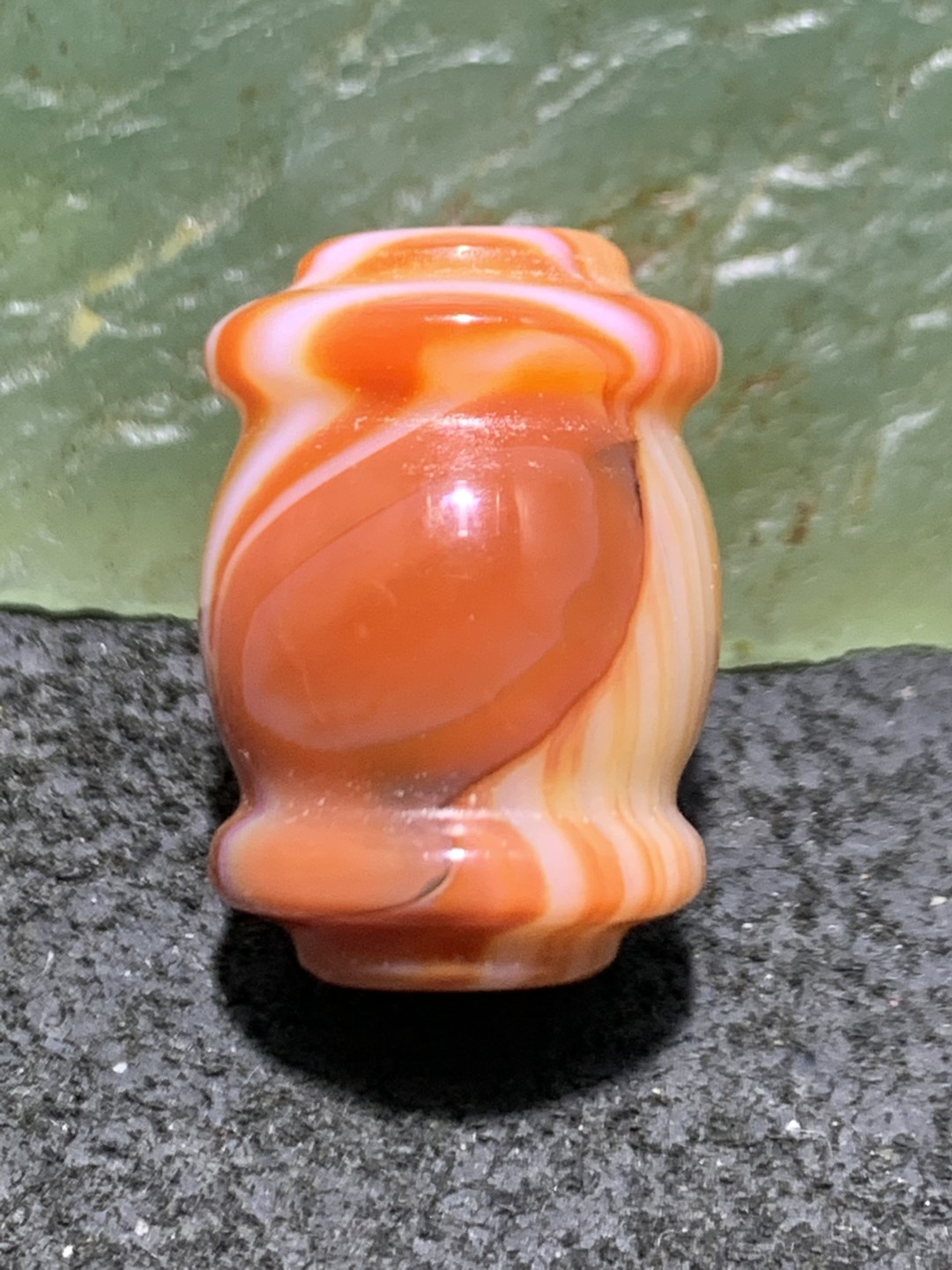 精美高玉化天眼纹缠丝玛瑙灯笼珠一颗，