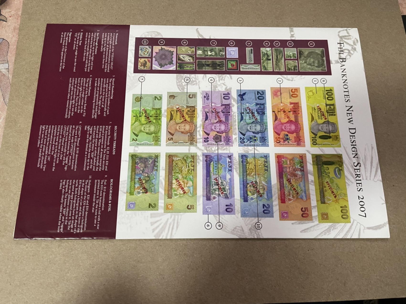 【Blue Auction】✨世界纸币精拍第280期——喜迎新春特别场【精】 【一组6张全套原装带册 首发2722全同小号】斐济 2007年2-100元 女王纸币 非常精美 全新UNC