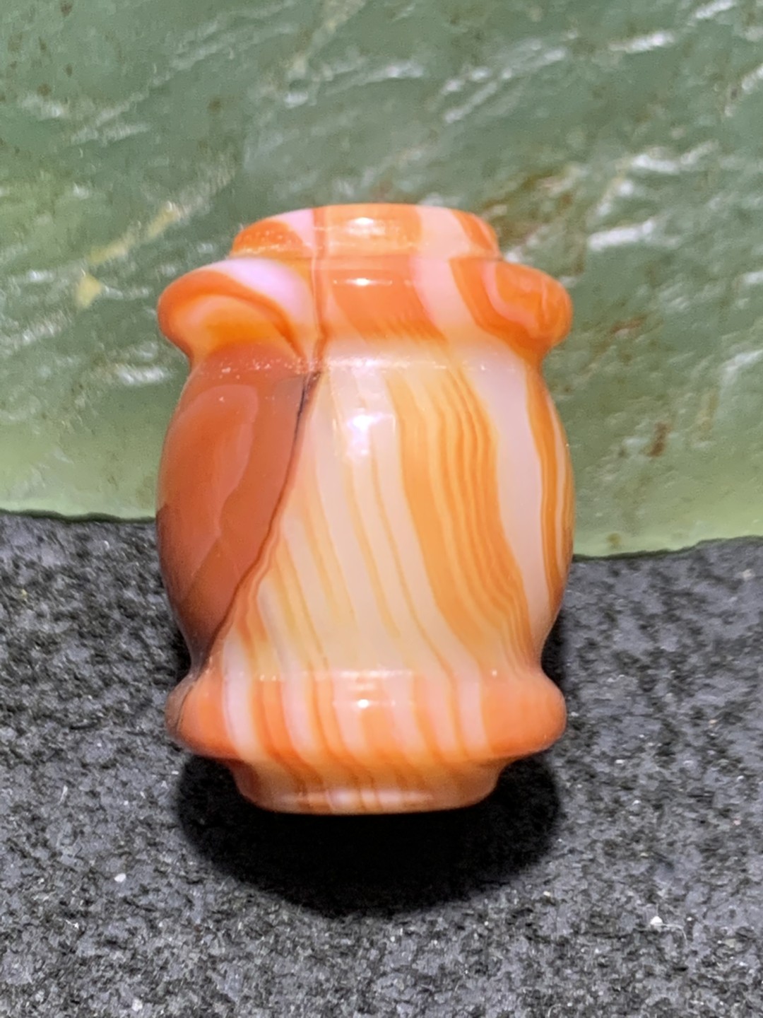 精美高玉化天眼纹缠丝玛瑙灯笼珠一颗，