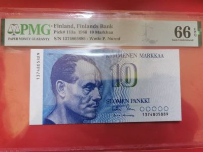 芬兰10马克 1986年 P-113a 欧洲纸币 实物图 UNC - 芬兰10马克 1986年 P-113a 欧洲纸币 实物图 UNC