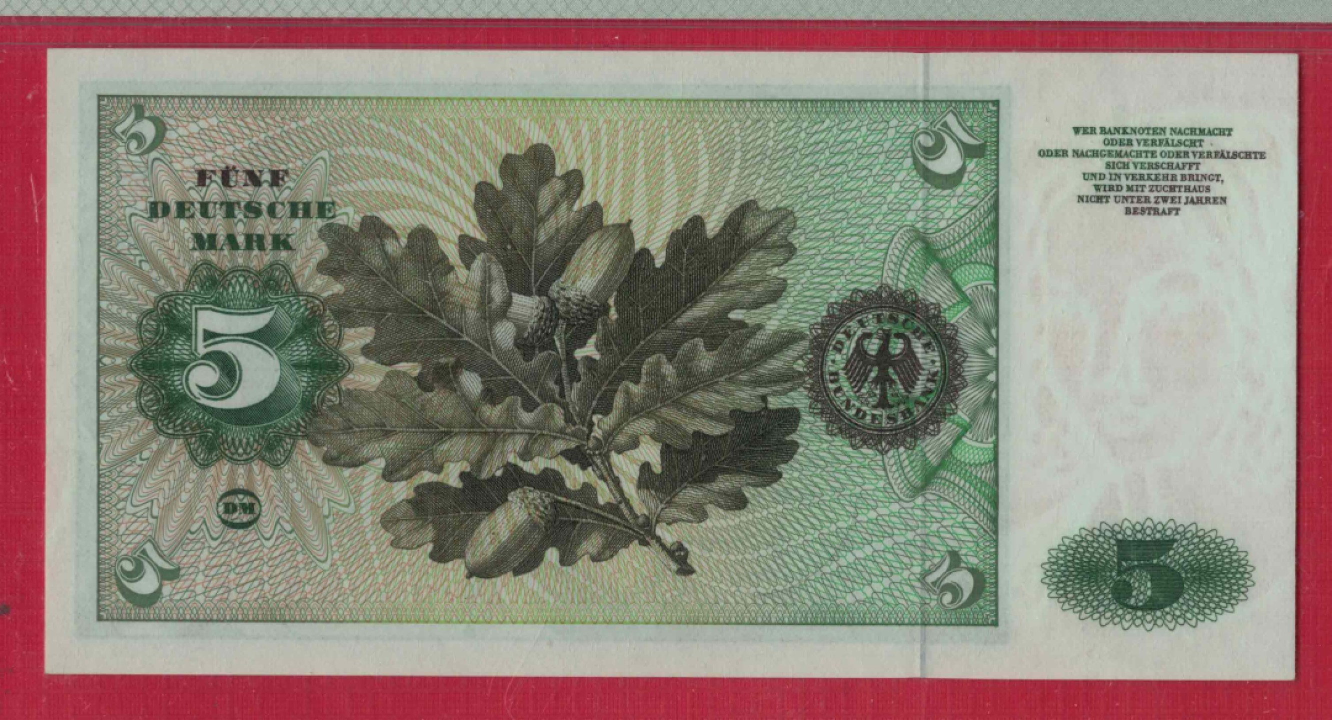 德国5马克 1960年 P-18a 欧洲纸币 实物图 UNC