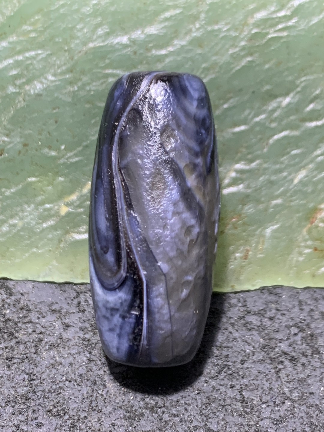 精美风化纹天眼药师玛瑙桶珠一个，