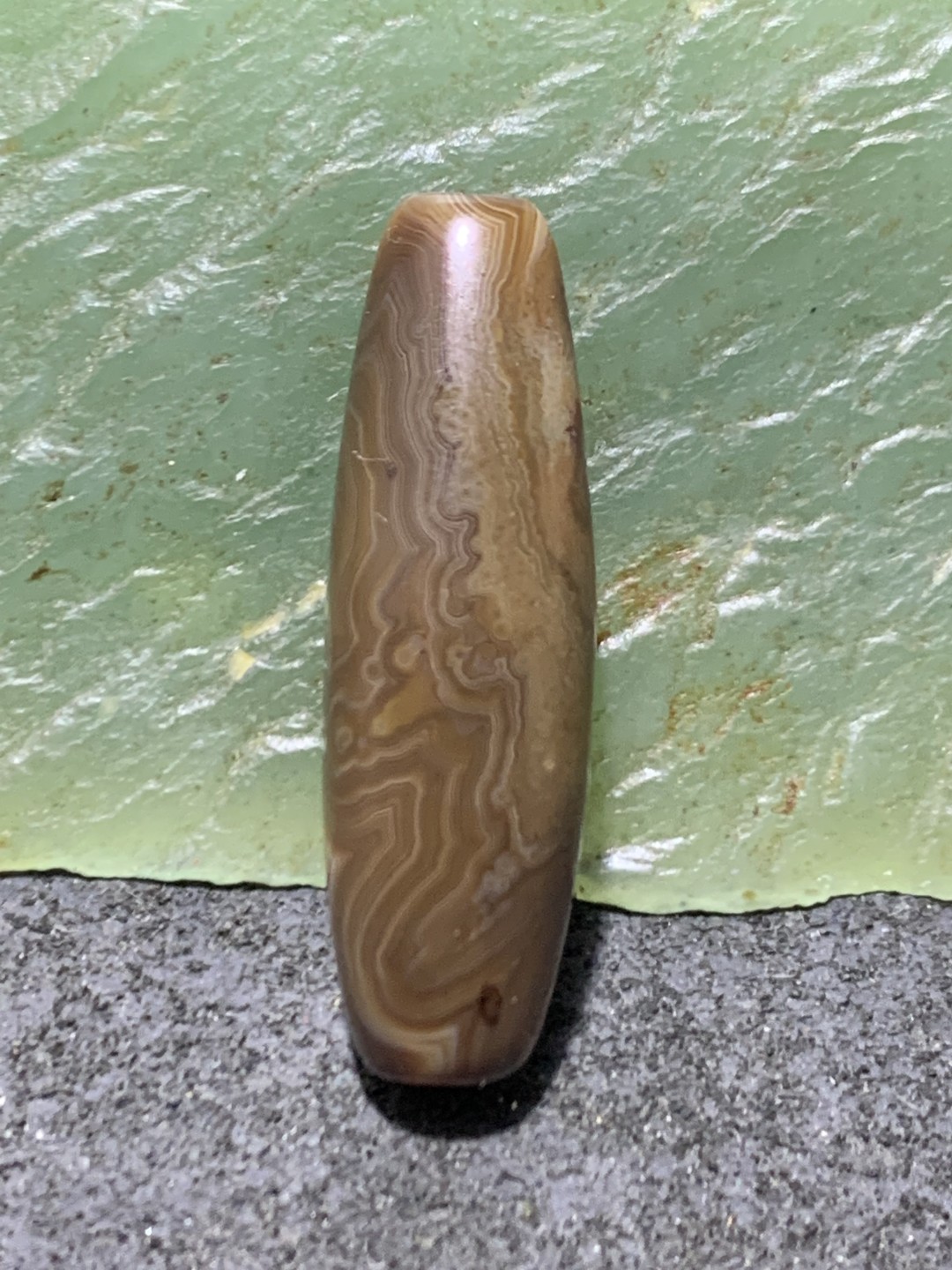 高玉化缠丝玛瑙随形通货随形桶珠一个