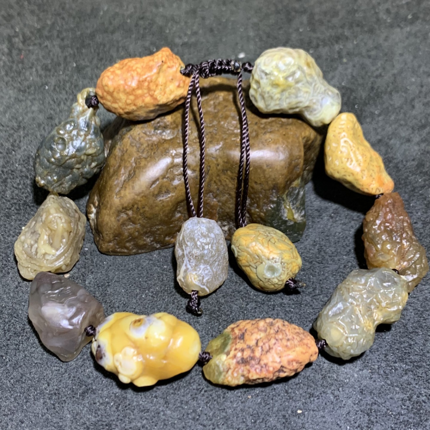 精美筋脉石原石手工编织手串一条