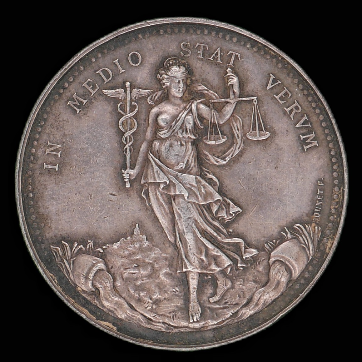 勋章奖章交易所1月27日（初六）法国币章专场 法国1866公平女神银章，约22.13g