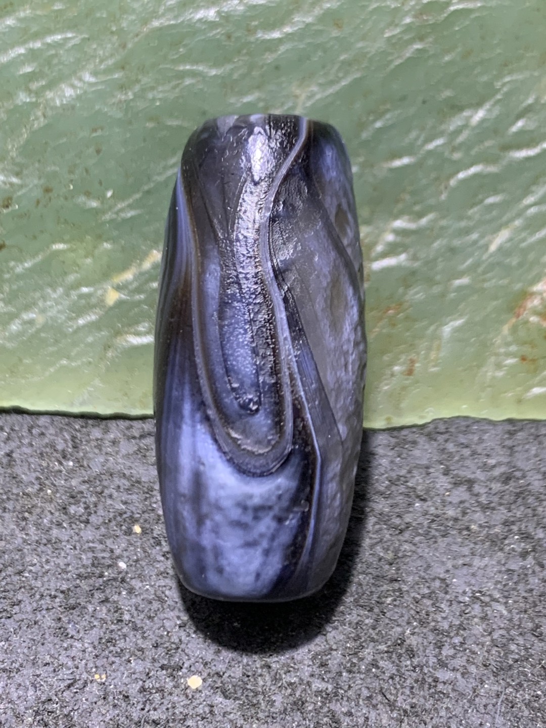 精美风化纹天眼药师玛瑙桶珠一个，