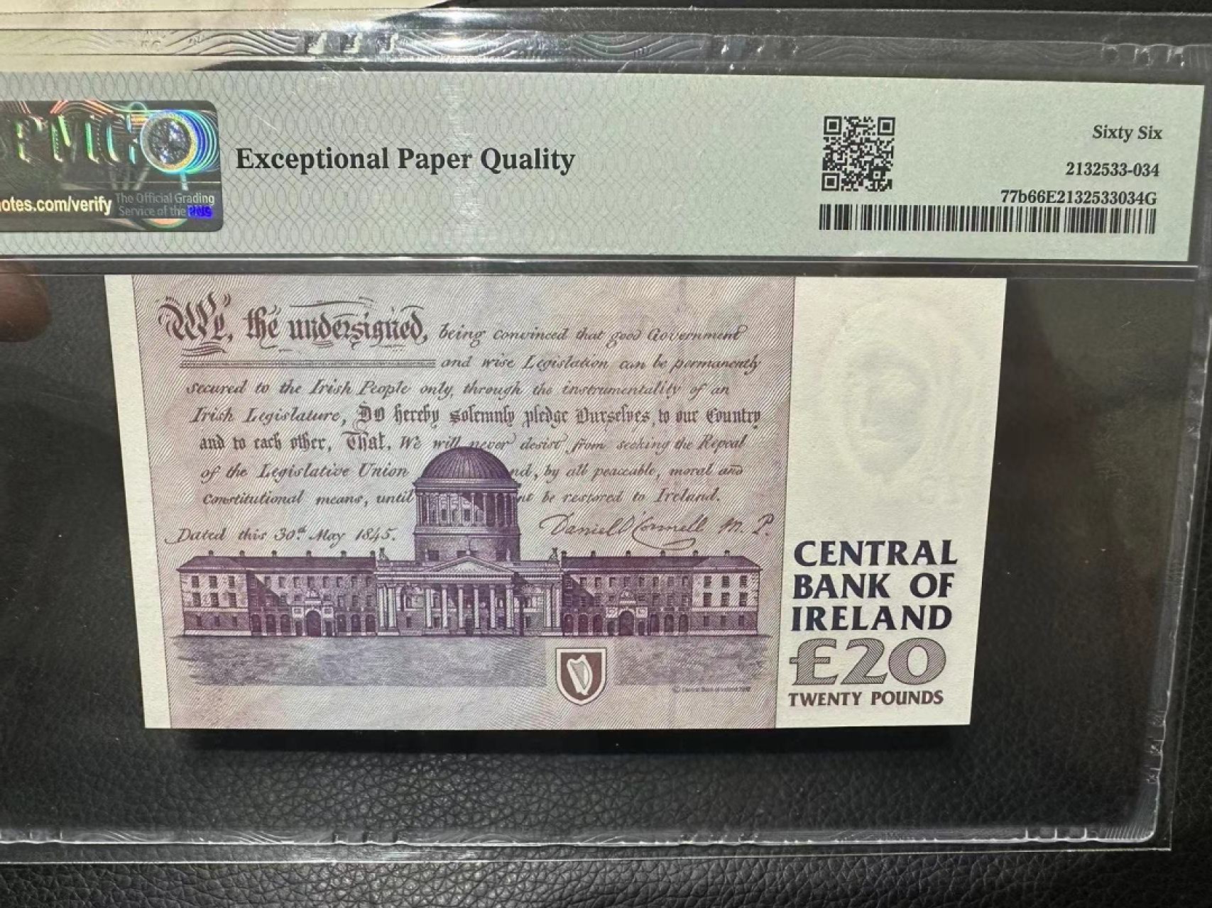 《外钞收藏家》第二百三十四期 1999年爱尔兰20镑 PMG66 无47尾8