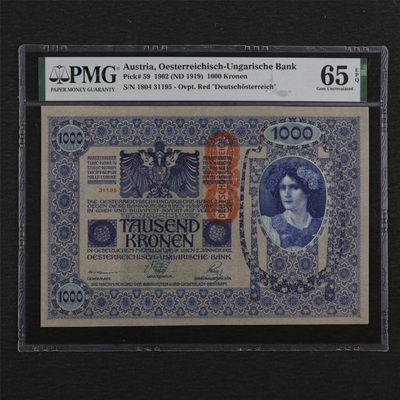 【亘邦集藏】147期拍卖 - 1902年 奥匈帝国1000Kronen PMG 65EPQ 1804 31195