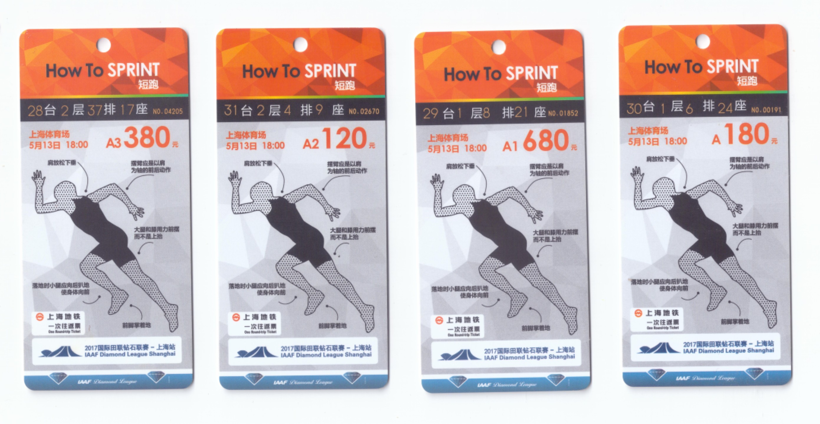 申拍第21期 上海地铁卡个性广告卡 -2017 年田径大奖赛