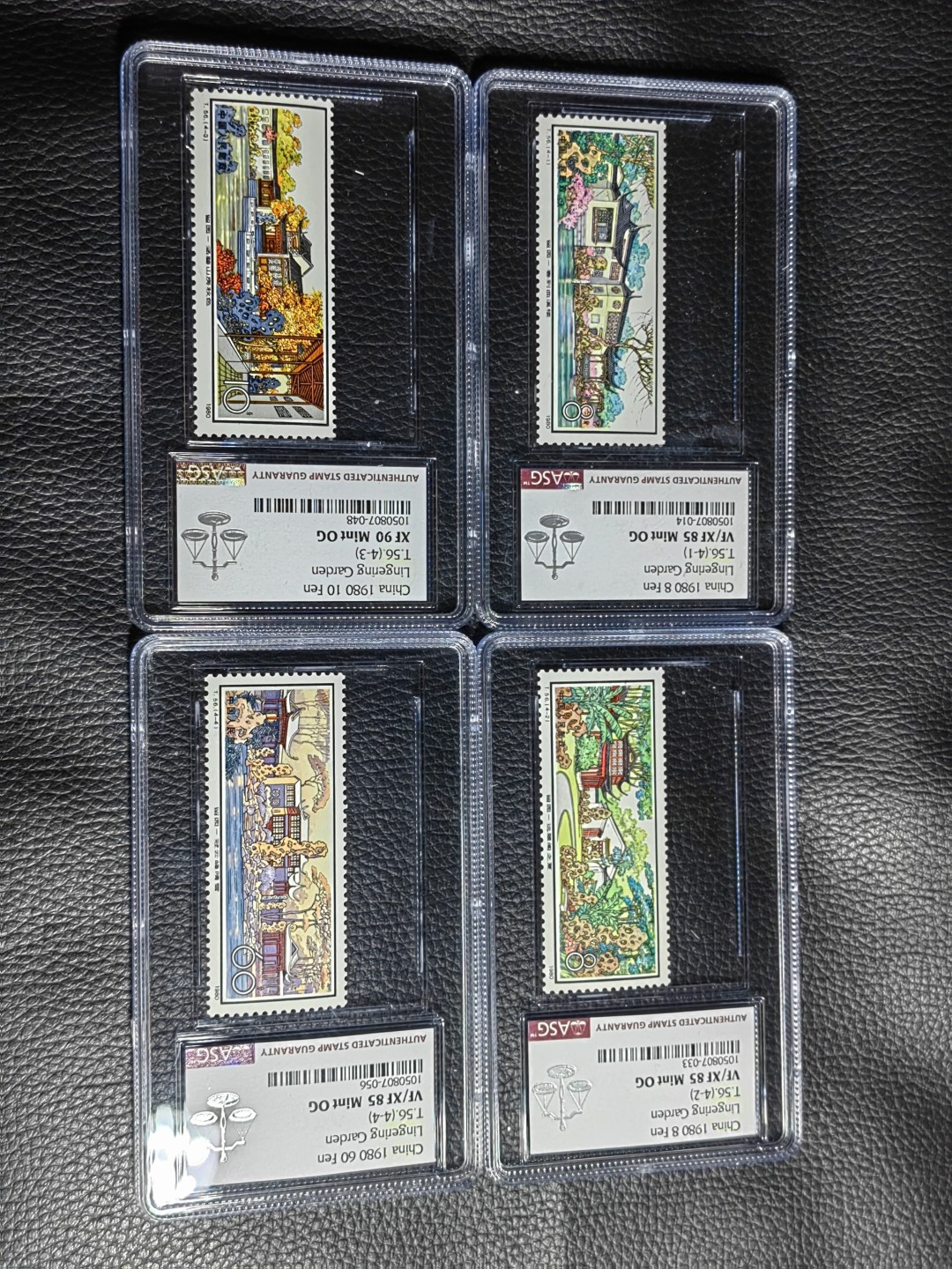 洪涛臻品批发群  精选邮票限时拍卖第一百五十四期 T56留园  新全  1枚90分，3枚85分，均OG，中盒。一手出分，壳子完好无划痕，非常漂亮，最严格时期一次性出分，裸票一套价值400多，混分超高性价比，注意捡漏