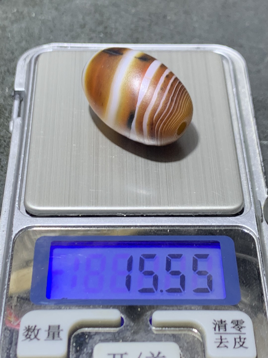 高玉化风化纹缠丝玛瑙通货大桶珠一颗，