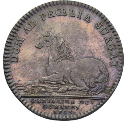 五彩包浆 稀少1755年 法国 路易十五 Jetons  战争勋章  7g