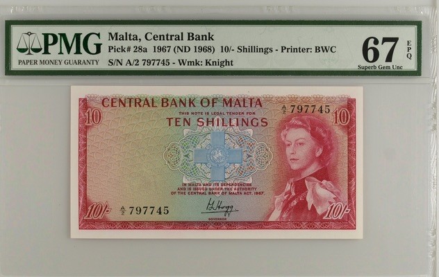 收藏联盟Quantum Auction 第227期拍卖 马耳他1968年10先令 PMG67 高分稀少