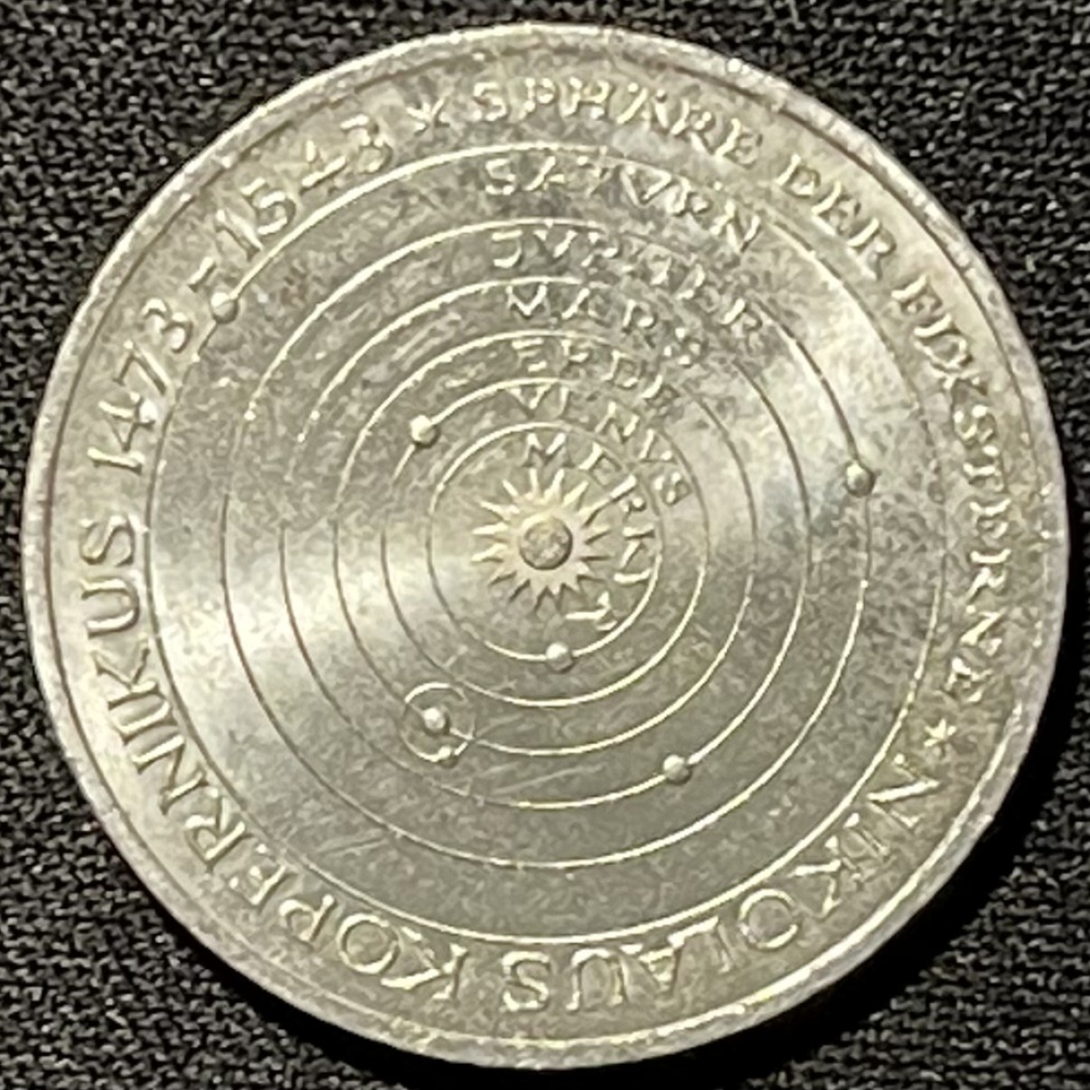 紫瑗钱币——第248期拍卖 联邦德国 1973年 J厂 哥白尼诞辰500周年 5马克 11.2克 0.625银