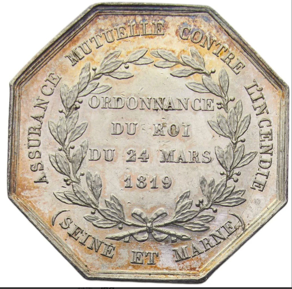 法国 路易·菲利普一世 Jetons “1819” 塞内-马恩，保证 互助 控制  UNC 14g 