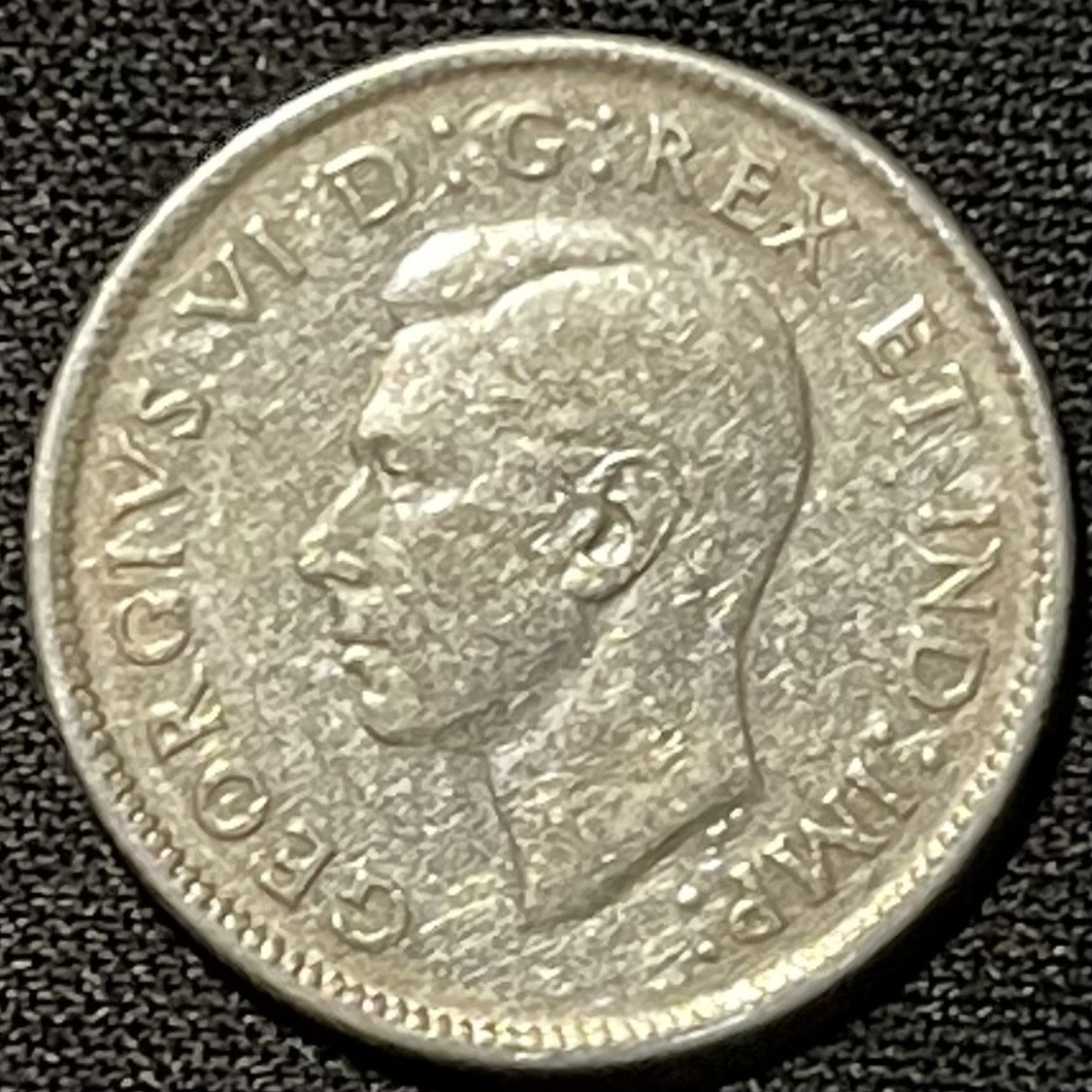紫瑗钱币——第248期拍卖 加拿大 1947年 乔治六世 驯鹿 25分 5.84克 0.8银