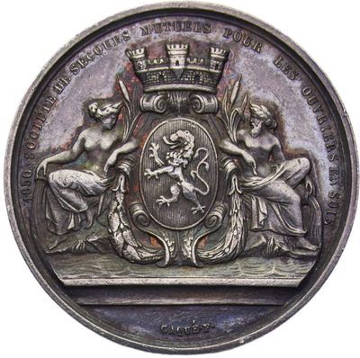 法国第二共和国路易·波拿巴代币 1850 保险，丝绸工人互助协会银色 XF 10g  法国第二共和国路易·波拿巴代币 1850 保险，丝绸工人互助协会银色 XF 10g 