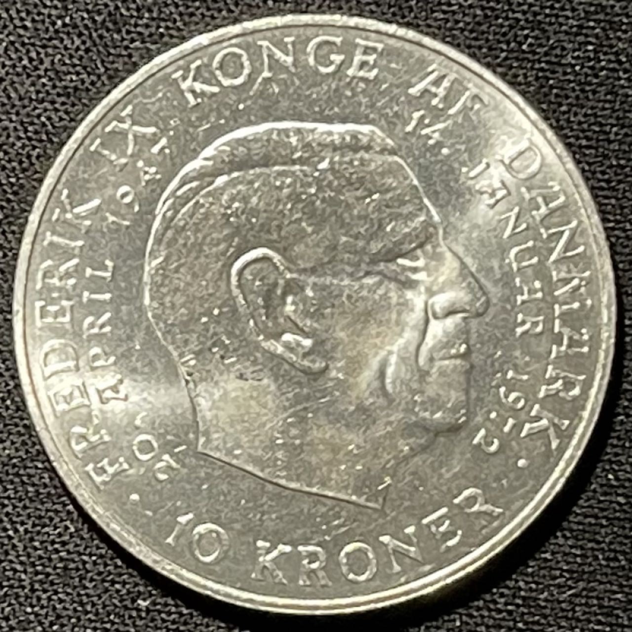 紫瑗钱币——第248期拍卖 丹麦 1972年 玛格丽特女王登基 10克朗 20.4克 0.8银