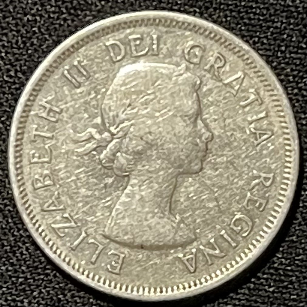 紫瑗钱币——第248期拍卖 加拿大 1954年 伊丽莎白二世 驯鹿 25分 5.84克 0.8银