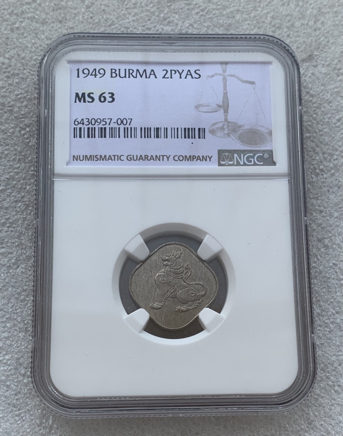 瓶子🏺第76期拍卖会 缅甸1949年首版2PYAS麒麟币MS63稀少