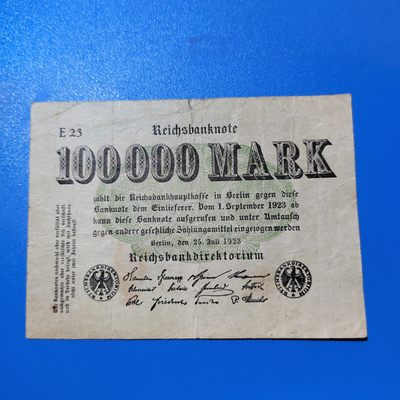 王之爱好～外国纸币 - 1923年，10万马克，德国纸币