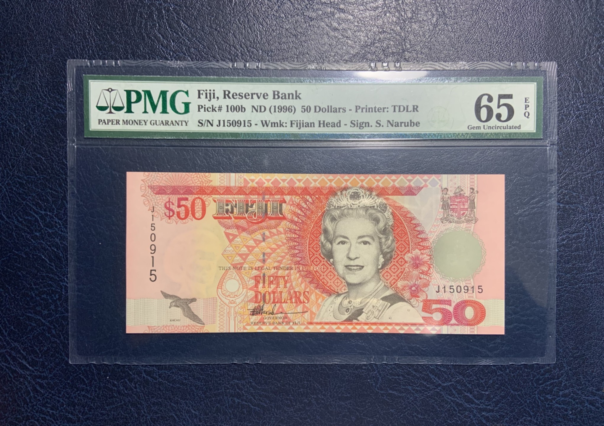 收藏联盟Quantum Auction 第228期拍卖 (已更新) 斐济1996年50元 PMG65 早期纸质版 缔结土地租赁权协议