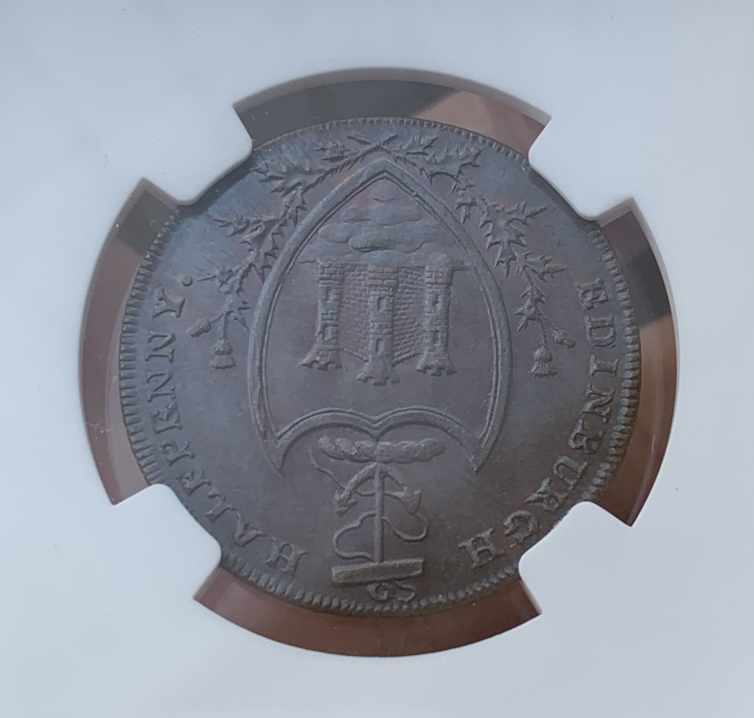 瓶子🏺第76期拍卖会 英国1791念洛锡安何记商铺1/2便士代币MS64