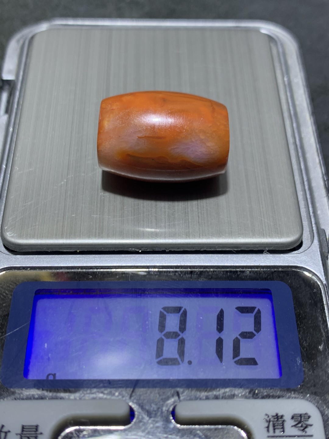 川料火焰纹南红玛瑙随形桶珠一个