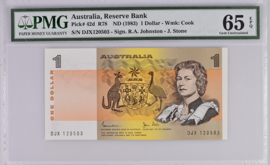 收藏联盟Quantum Auction 第228期拍卖 (已更新) 澳大利亚1983年1元 PMG65 