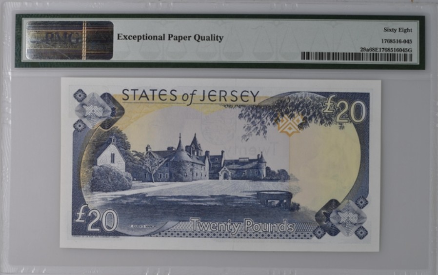 收藏联盟Quantum Auction 第228期拍卖 (已更新) 泽西岛2000年20镑 PMG68 百位号 稀少高分