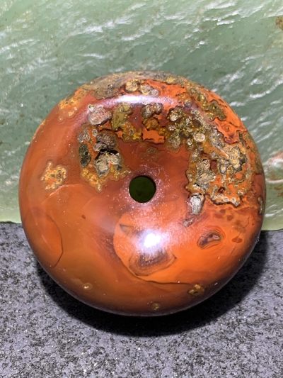 战国红玛瑙草花纹通货面包圈平安扣一个！ - 战国红玛瑙草花纹通货面包圈平安扣一个！