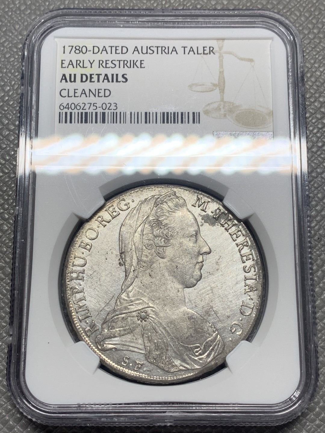 《竞宝斋》第130场-周日，周一连拍 (全场包邮) NGC-AUD 奥地利“1780年”特蕾莎1泰勒银币 早期后铸
