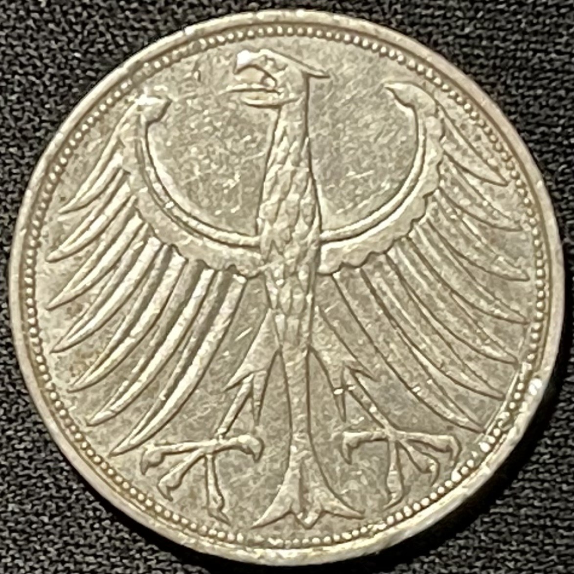 紫瑗钱币——第249期拍卖 联邦德国 1967年 J厂  流通 5马克 11.2 0.625银