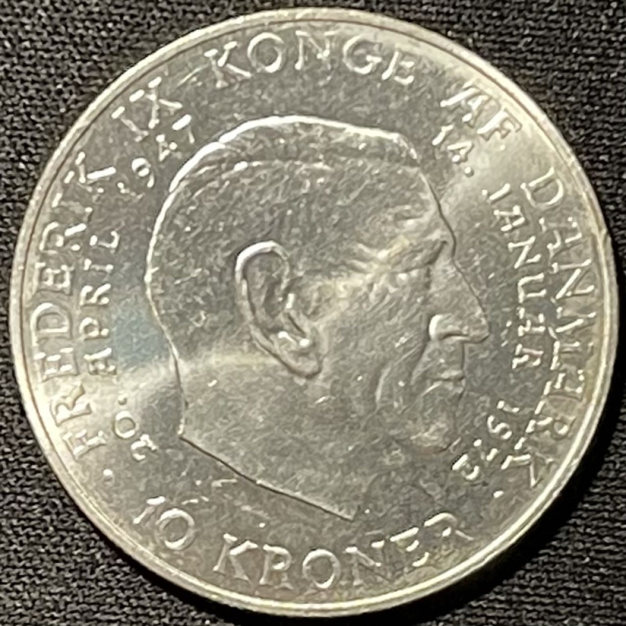 紫瑗钱币——第249期拍卖 丹麦 1972年 玛格丽特女王登基 10克朗 20.4克 0.8银